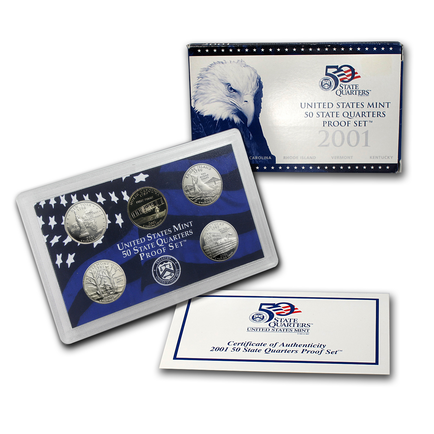2000-S STATE QUARTER PROOF SET FIVE COINS IN SEALED HOLDER NO BOX OR C.O.A./"